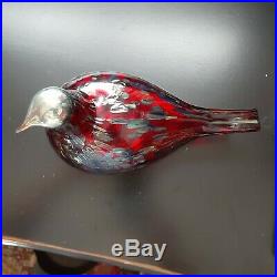Littala Finland Art Glass Ruby Red Bird Signed Oiva Toikka