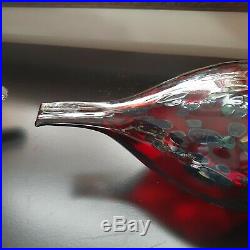 Littala Finland Art Glass Ruby Red Bird Signed Oiva Toikka
