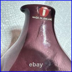 MCM Iittala Glass Pullo Bird Vase Amethyst Timo Sarpaneva Vintage Finland SIGNED