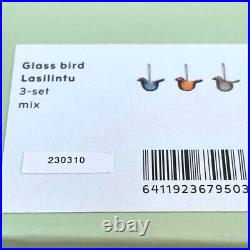 NEW Iittala Bird Glass Ornament Set of 3 WithBox From Japan Rare #8133