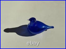 NUUTAJARVI Birds Glass Golden Crested Kinglet Blue Oiva Toikka Iittala