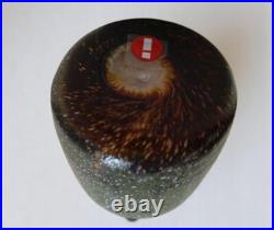 Near Mint Signed iittala Owl Toikka Barn Owlet Glass Bird Dark Green Black
