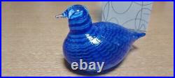 Nuutajarvi Oiva Toikka Iittala Art Glass Bird Vintage Blue Ornament Engraved