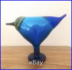Nuutajarvi Oiva Toikka Iittala Art Glass Bird Vintage Blue Ornament Logo Seal