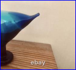 Nuutajarvi Oiva Toikka Iittala Art Glass Bird Vintage Blue Ornament Logo Seal