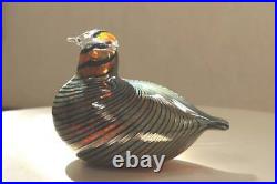 Nuutajarvi Oiva Toikka Iittala Art Glass Bird Vintage Brown Navy Green Ornament