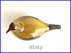 Nuutajarvi Oiva Toikka Iittala Art Glass Bird Vintage Brown Ornament Engraved