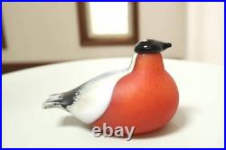 Nuutajarvi Oiva Toikka Iittala Art Glass Bird Vintage Red White Black Logo Seal