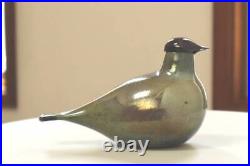 Nuutajarvi Oiva Toikka Iittala Art Glass Bird Vintage Silver Brown Ornament