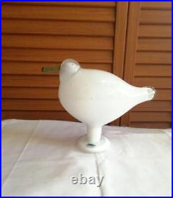 Nuutajarvi Oiva Toikka Iittala Art Glass Bird Vintage White Ornament Engraved