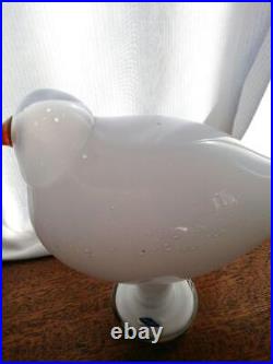 Nuutajarvi Oiva Toikka Iittala Art Glass Bird Vintage White Ornament Engraved