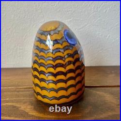 OIVA TOIKKA Watchful Hand Molded Owl Glass Bird Iittala Figurine Yellow 2004 F/S