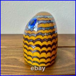 OIVA TOIKKA Watchful Hand Molded Owl Glass Bird Iittala Figurine Yellow 2004 F/S