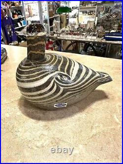 OVIA TOIKKA NUUTAJARVI FINLAND Iridescent Glass Bird Signed & Labeled Iittala
