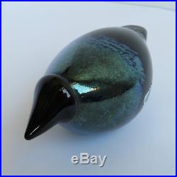 Oiva Toikka Baby Crow Black Lustre, Nuutajarvi Vintage Art Glass Bird Signed