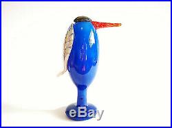 Oiva Toikka Bird Heron Blue red beak Unique Design Glass Art Iittala
