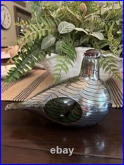 Oiva Toikka Bird Pheasant Nuutajarvi Finland Signed Art Glass iittala Metallic