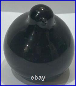 Oiva Toikka Dark Blue Glass Snow Bunting Bird Signed Finland Timberjack