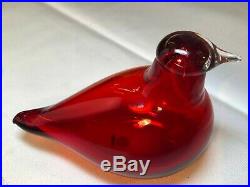 Oiva Toikka Designed & Signed iittala Art Glass Nuutajarvi Red Tern