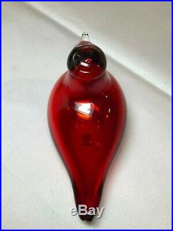 Oiva Toikka Designed & Signed iittala Art Glass Nuutajarvi Red Tern
