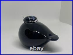 Oiva Toikka Glass Bird Puffball by Iittala Finland, Finnish Sculpture Black