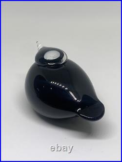 Oiva Toikka Glass Bird Puffball by Iittala Finland, Finnish Sculpture Black
