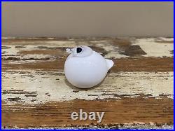 Oiva Toikka Glass Bird Puffball by Iittala Finland Finnish Sculpture White Small