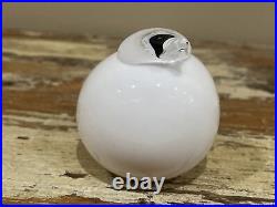 Oiva Toikka Glass Bird Puffball by Iittala Finland Finnish Sculpture White Small