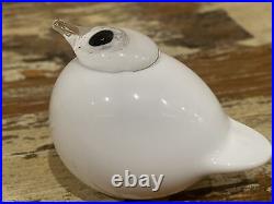 Oiva Toikka Glass Bird Puffball by Iittala Finland Finnish Sculpture White Small