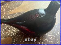 Oiva Toikka Glass Iittala Red Large Glass Sculpture Bird
