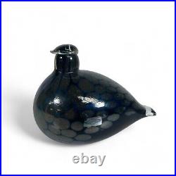 Oiva Toikka Iittala Art Glass Blue Black Silver Bird