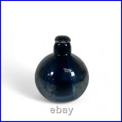 Oiva Toikka Iittala Art Glass Blue Black Silver Bird