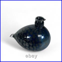 Oiva Toikka Iittala Art Glass Blue Black Silver Bird