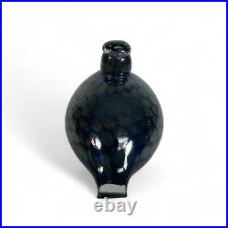 Oiva Toikka Iittala Art Glass Blue Black Silver Bird