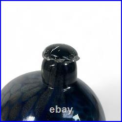 Oiva Toikka Iittala Art Glass Blue Black Silver Bird