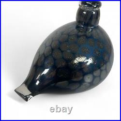 Oiva Toikka Iittala Art Glass Blue Black Silver Bird