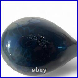 Oiva Toikka Iittala Art Glass Blue Black Silver Bird