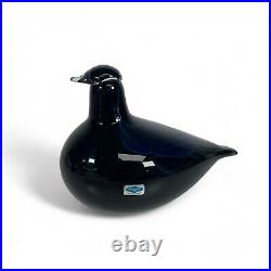 Oiva Toikka Iittala Art Glass Blue Wing Black Bird