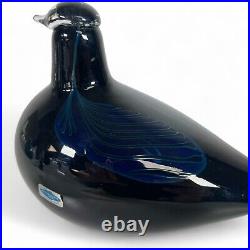 Oiva Toikka Iittala Art Glass Blue Wing Black Bird