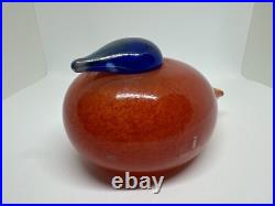 Oiva Toikka Nuutajarvi Iittala Finnish Art Glass Bird RAUTARUUKKI Orange, Blue Oiva Toikka Nuutajarvi Iittala Finnish Art Glass Bird RAUTARUUKKI Orange, Blue
