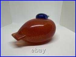 Oiva Toikka Nuutajarvi Iittala Finnish Art Glass Bird RAUTARUUKKI Orange, Blue Oiva Toikka Nuutajarvi Iittala Finnish Art Glass Bird RAUTARUUKKI Orange, Blue