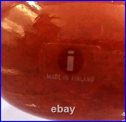 Oiva Toikka Red Orange Rautaruukki Bird Iittala Glass Works- Finland- Signed