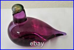 Oiva Toikka Vintage Art Bird Purple Glass Iittala Nuutajarvi Finland Signed