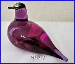 Oiva Toikka Vintage Art Bird Purple Glass Iittala Nuutajarvi Finland Signed