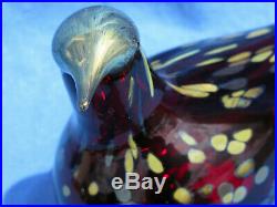 Oiva Toikka iittala Fine Ruby Art Glass Painted Bird Cranberry 8x4 Inch SIGNED