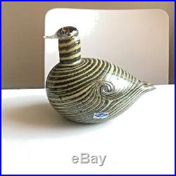 Older beautiful striped Oiva Toikka glass bird Finland Iittala handmade