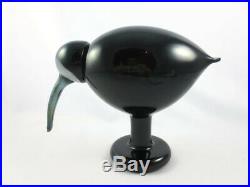 RARE Iittala Black Ibis Bird by Toikka Signed Art Glass Sculpture Figuruine Box