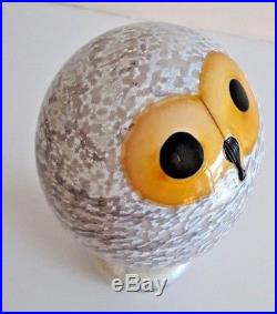 RARE Iittala Signed OIVA TOIKKA Art Glass Bird Helmipöllö Tengmalm's Owl EXC