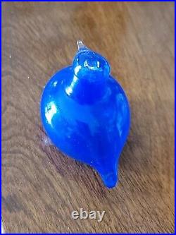 RARE littala Toikka Miniature small 1.75 tall Blue Glass Bird