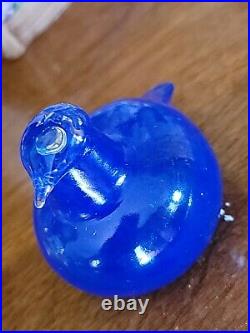 RARE littala Toikka Miniature small 1.75 tall Blue Glass Bird